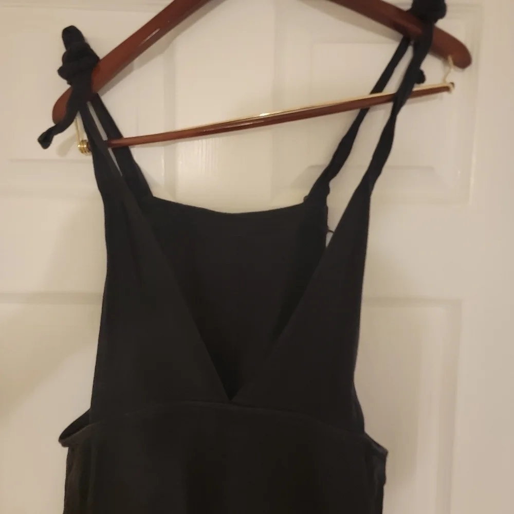 Tiger Mist Jumpsuit Sz M Straight Fray Leg Wash Black Coastal Lagenlook - Picture 6 of 10